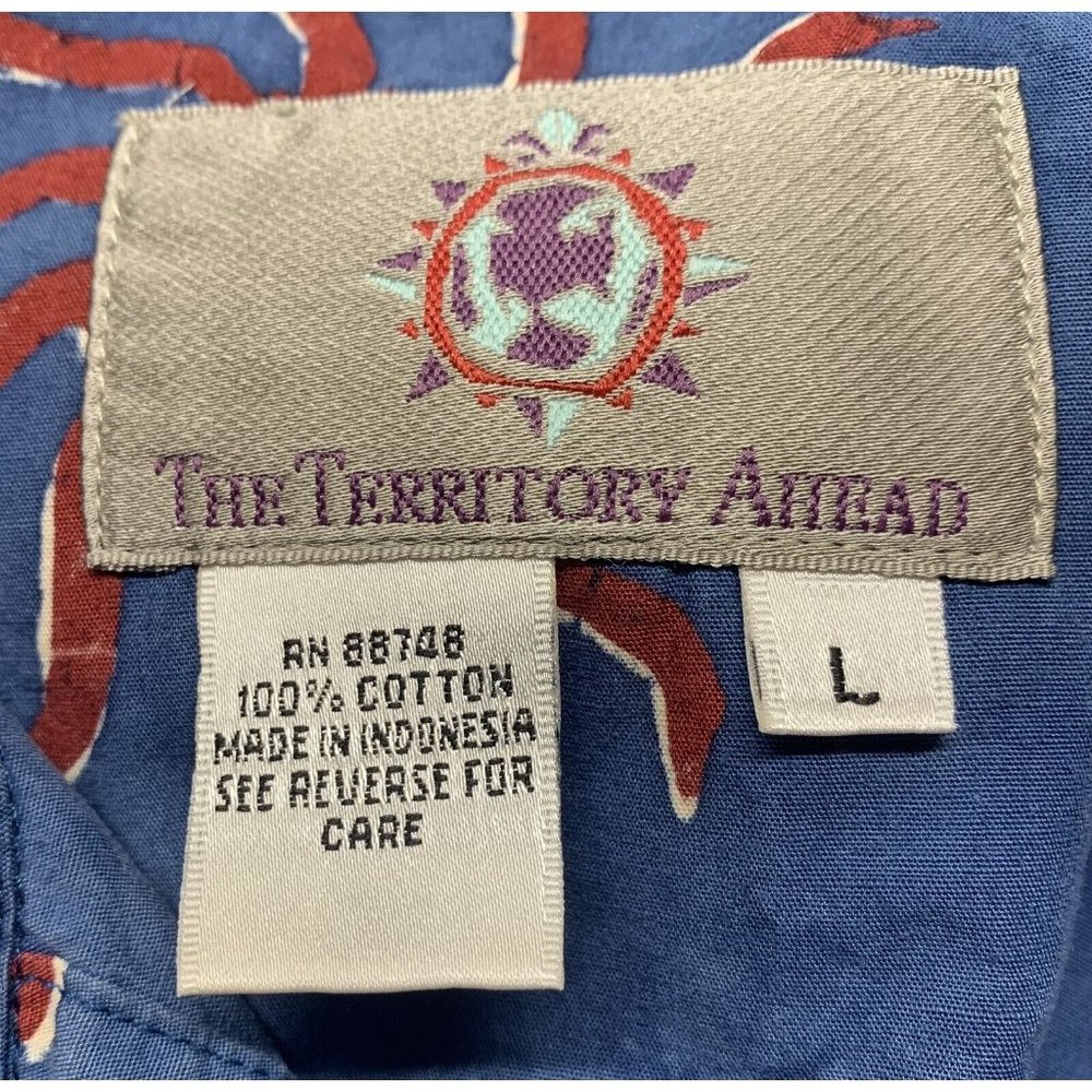 The Territory Ahead Mens Blue Short sleeve Shirt Size Large Sun Hawaii Cotton - Picture 2 of 6